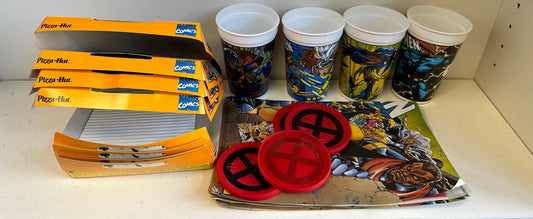 Marvel X-Men Pizza Hut Collectible Kit Cups Box Lids Comics