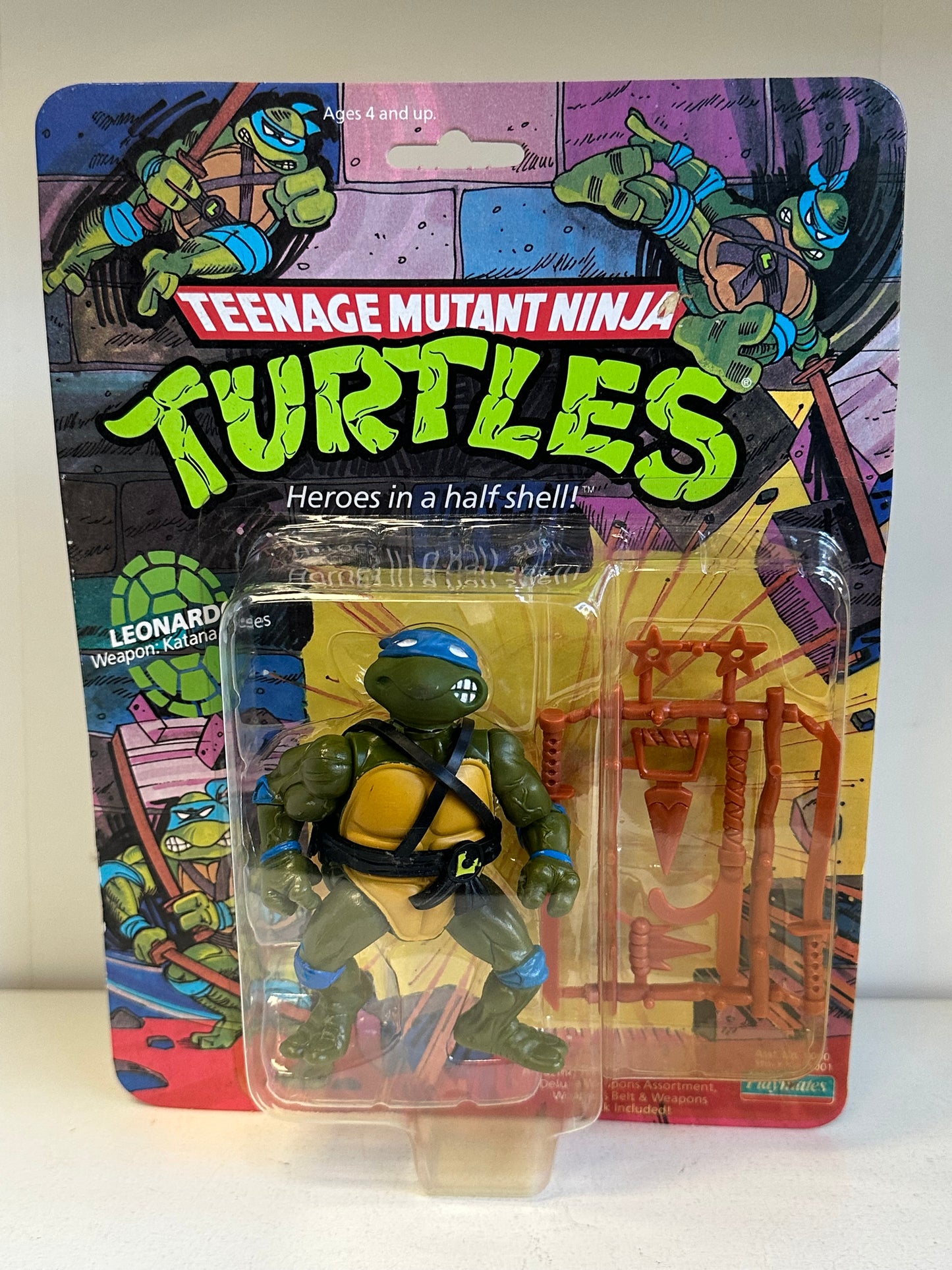 1988 TMNT 10-Back Soft Head Leonardo MOC Sealed Vintage Action Figure Toy