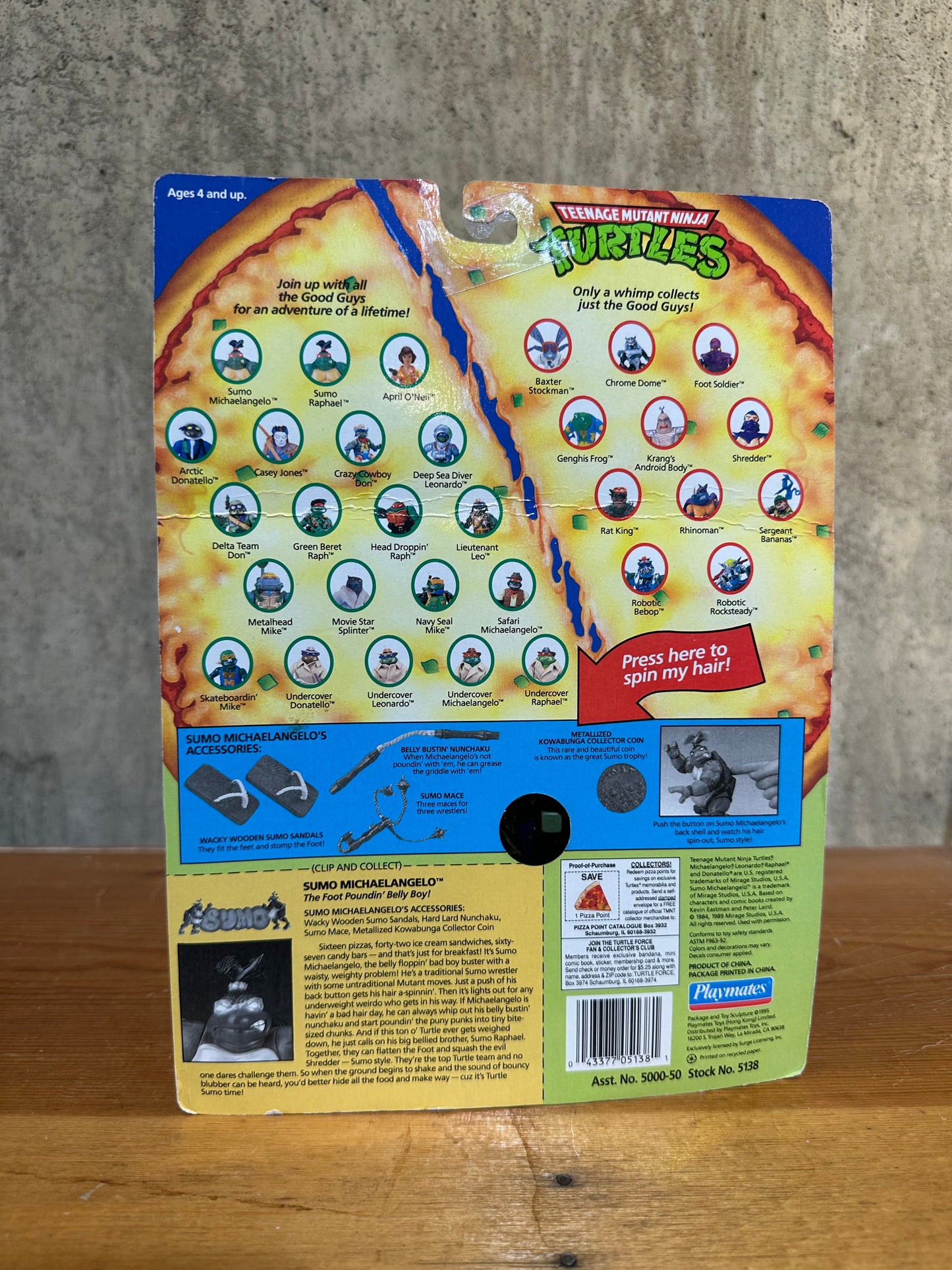 Sumo Michaelangelo MOC TMNT Rare HTF Vintage Ninja Turtles Sealed Action Figure Toy