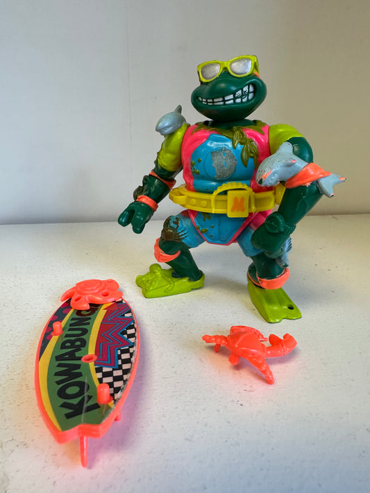 1990 TMNT Disguise Mike the Sewer Surfer ninja Turtles Action figure toy complete