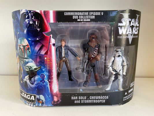 Star Wars Saga Collection Commorative 3 Pack Cloud City Han Solo Chewbacca Stormtrooper